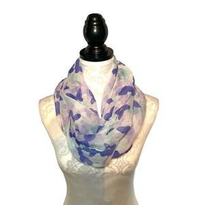 Purple Blue Sheer Butterfly Tube Infinity Scarf